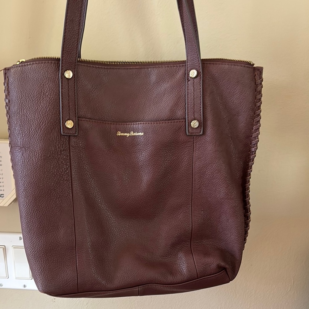 Tommy Bahama Brown Leather Tote Bag